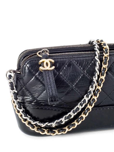 CHANEL Quilted Leather Mini Gabrielle Messenger Bag Black